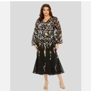 Mac Duggal 20474 Puff Sleeve Embellished A Line Dress